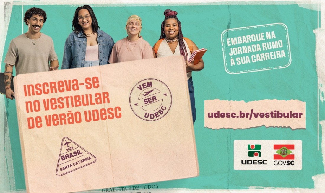 A Universidade do Estado de Santa Catarina (Udesc) abriu inscrições para o Vestibular de Verão 2025. A seleção oferece 1.755 vagas em 50 cursos de graduação presenciais e quatro a distância.