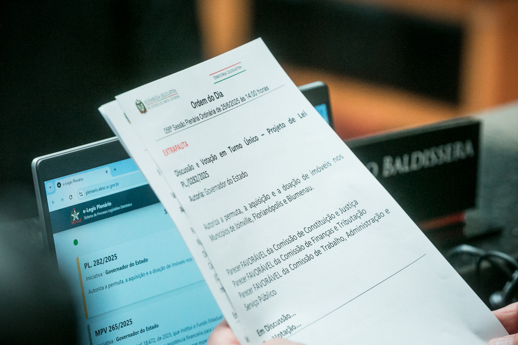 Itens da pauta da Ordem do Dia para a votação em plenário, na tarde desta quarta-feira (25)