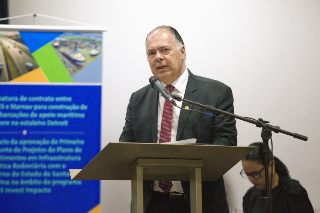 No evento em Itajaí, o presidente da FIESC, Gilberto Seleme, destacou a força do setor produtivo de SC