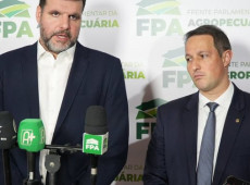 O presidente da FPA, deputado Pedro Lupion (REP-PR) e o secretário de Segurança Pública de São Paulo, Guilherme Derrite