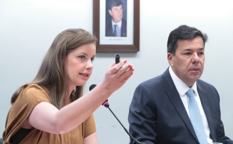 Camila Pintarelli, diretora do Fundo Nacional de Segurança Pública (FNSP), e o deputado Mendonça Filho, relator da PEC