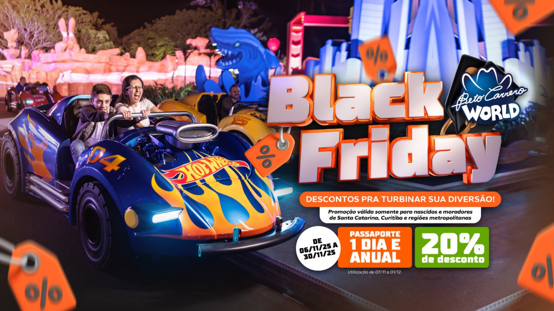 Parque possui dez áreas temáticas com mais de 100 atrações para toda a família