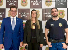 O vice-presidente da subse&ccedil;&atilde;o de Joinville, Guilherme Aquino Reusing, a delegada Roberta Franco Fran&ccedil;a, de Jaragu&aacute; do Sul e o delegado de Joinville, Murilo Batalha.