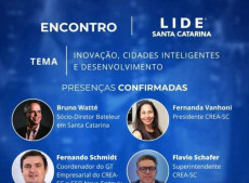 Representando o CREA-SC, integram o painel a presidente em exerc&iacute;cio Eng. Fernanda Vanhoni e o superintendente Eng. Flavio Schafer.