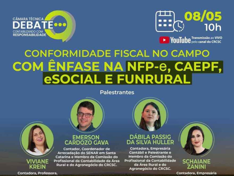 O evento ser&aacute; realizado em formato on-line, com transmiss&atilde;o ao vivo pelo canal oficial do CRCSC no YouTube