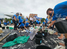 limpeza da praia no Projeto Dazum Banho:
