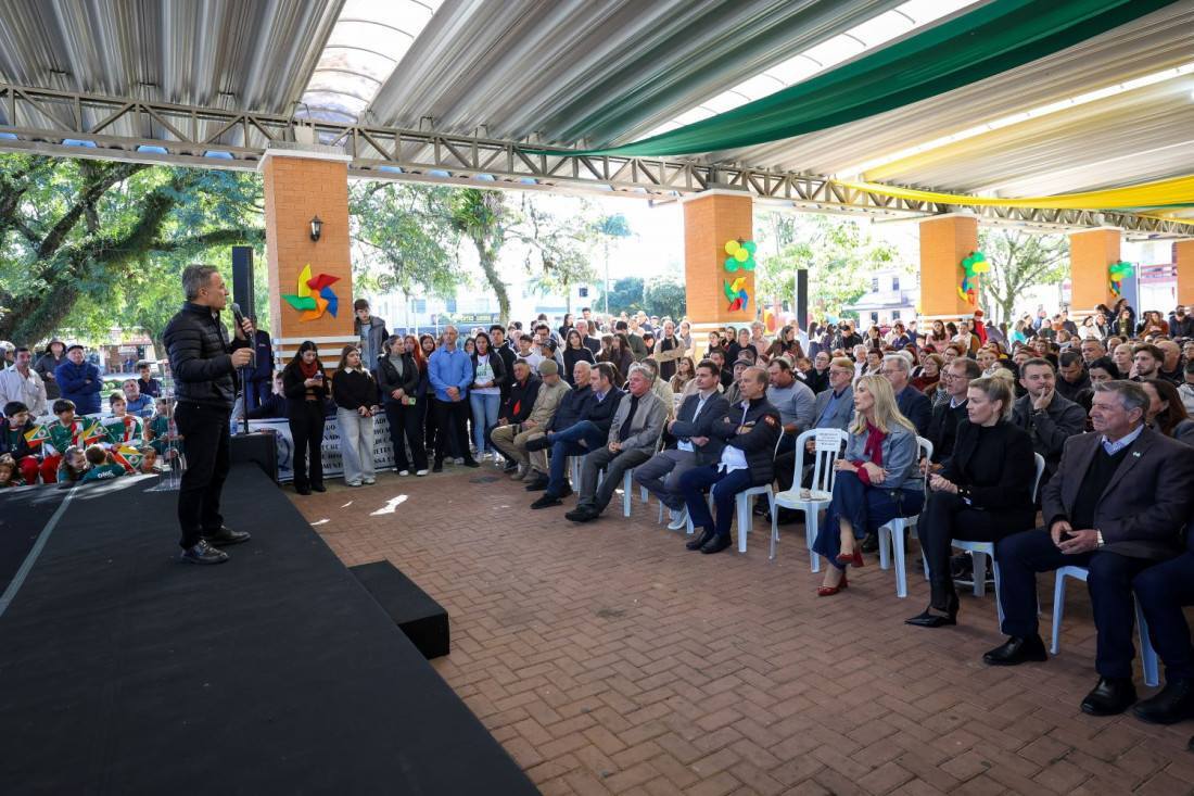 O prefeito de Treviso, Luciano Miotelli, destacou a parceria com o Governo do Estado e o impacto histórico dos investimentos para o município.