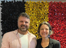 Douglas Merlo, CEO da Expedi&ccedil;&atilde;o Cervejeira e Valentine Mangez, c&ocirc;nsul-geral da B&eacute;lgica em S&atilde;o Paulo