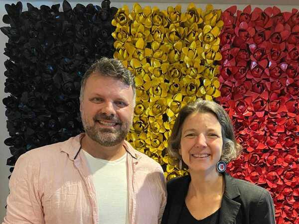 Douglas Merlo, CEO da Expedi&ccedil;&atilde;o Cervejeira e Valentine Mangez, c&ocirc;nsul-geral da B&eacute;lgica em S&atilde;o Paulo