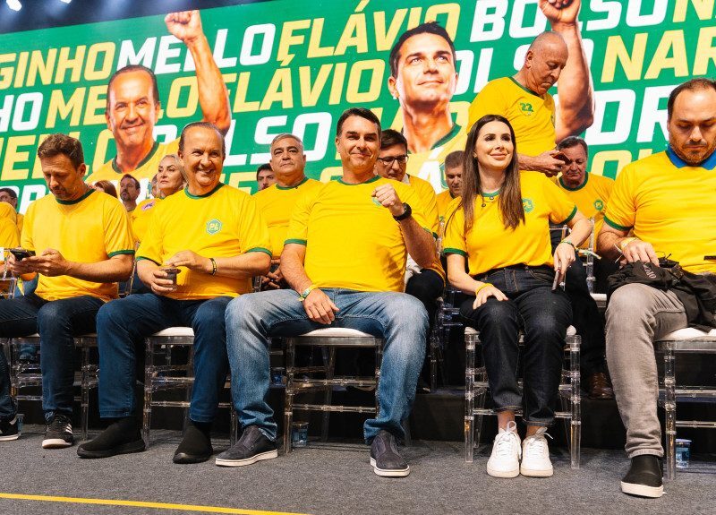 Evento do dia 9 de maio, com a presença do então pré-candidato Flávio Bolsonaro