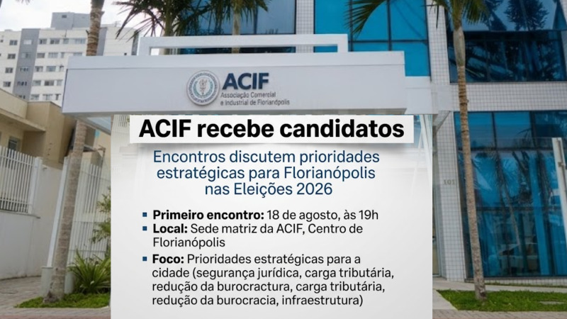 A imagem apresenta a fachada da sede da ACIF - Associação Comercial e Industrial de Florianópolis, localizada no centro da cidade - Florianópolis -SC 