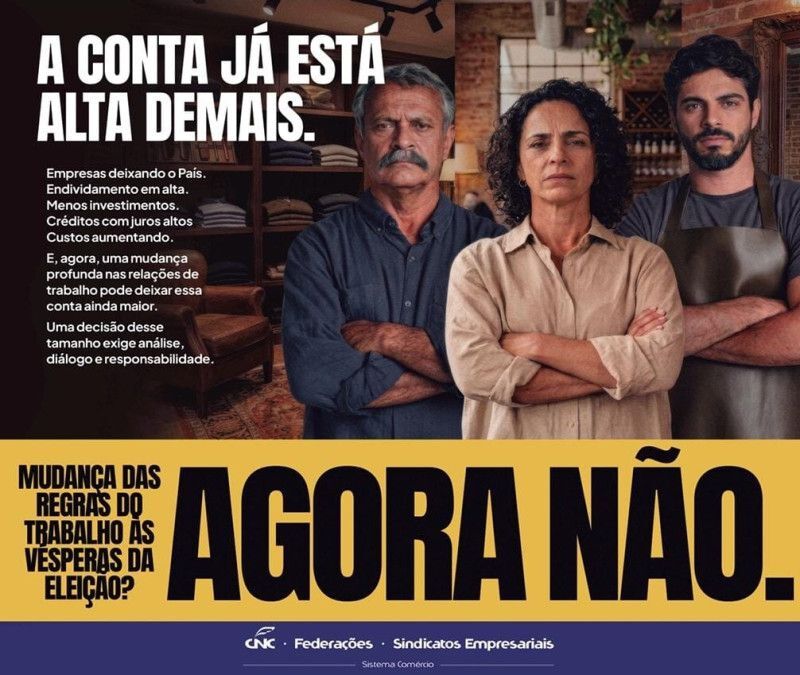 Comércio, serviços e turismo fazem apelo para que PEC da 6×1 não seja votada antes das eleições.