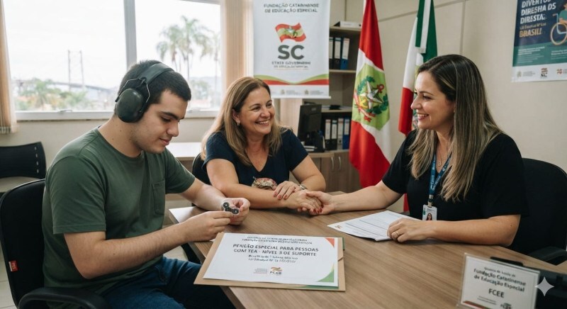 O processo de triagem e solicitação é gerenciado pela Fundação Catarinense de Educação Especial (FCEE). 
