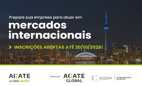  A iniciativa é conduzida em parceria com o Centre for Entrepreneurship (CEC) do Conestoga College, do Canadá, e oferece metodologia estruturada para empresas que planejam expandir para mercados externos com menor risco e maior previsibilidade.